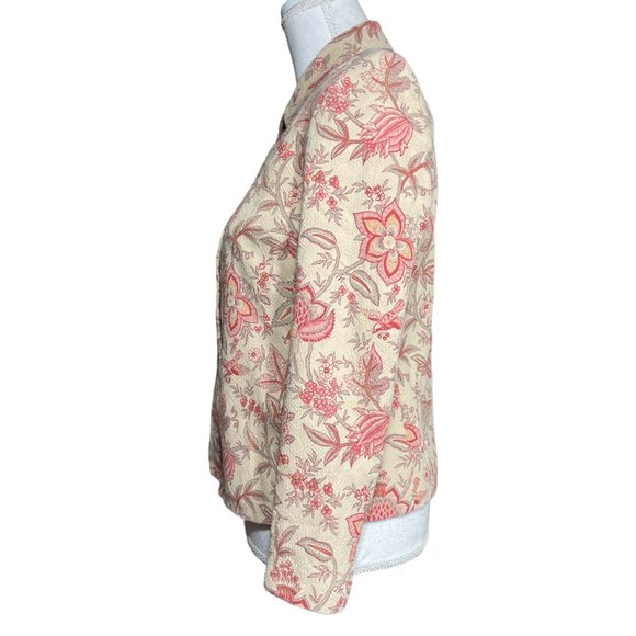 Silk Blend Floral Jacket 6P Petite 6 Button-up Talbots Lotus Cotton Textured - Picture 8 of 15